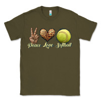 Army Green peace love softball Classic Tee - JahusDesignShop