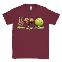 Burgundy peace love softball Classic Tee - JahusDesignShop
