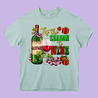 Tis The Season To Wine Heavy Core Tee Designed By Adodesignshop