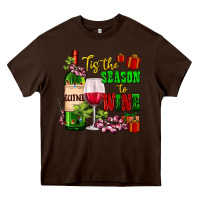 Chocolate Brown tis the season to wine Heavy Core Tee - AdoDesignShop
