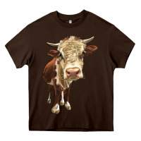 Chocolate Brown Hereford Heifer Heavy Core Tee - LillyAllenDesigns