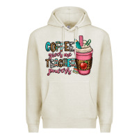 Oatmeal Heather coffee gives me teacher powers Premium Hoodie - OliviaCreatesArt