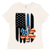 Ems American Flag Ladies Tee | Teevron