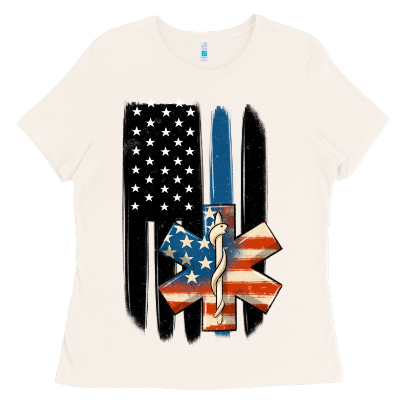 Ems American Flag Ladies Tee by MaliasSmallBusiness | Teevron