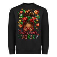 Black santa's favorite nurse afro messy bun Heavyweight Sweatshirt - texasbilliewilder