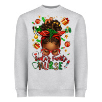 Heather Grey santa's favorite nurse afro messy bun Heavyweight Sweatshirt - texasbilliewilder