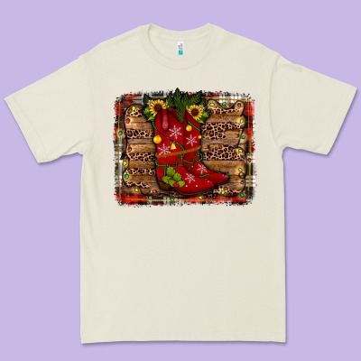Cowboy Boots Christmas Premium Tee Designed By Jahusdesignshop