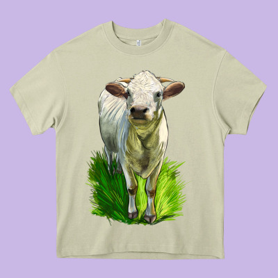 Charolais Heifer Heavy Core Tee Designed By Lillyallendesigns
