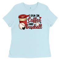 Baby Blue i run on coffee and baseball Ladies Tee - MaliasSmallBusiness