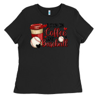 Black i run on coffee and baseball Ladies Tee - MaliasSmallBusiness