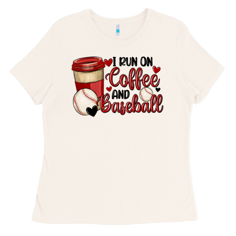 I Run On Coffee And Baseball Ladies Tee by MaliasSmallBusiness | Teevron