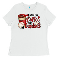 White i run on coffee and baseball Ladies Tee - MaliasSmallBusiness