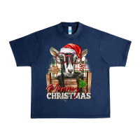 Navy Merry Christmas Alpine Goat Urban Heavy Tee - LillyAllenDesigns