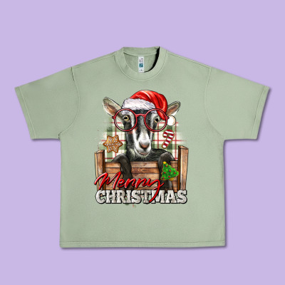 Merry Christmas Alpine Goat Urban Heavy Tee Designed By Lillyallendesigns
