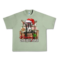 Oil Green Merry Christmas Alpine Goat Urban Heavy Tee - LillyAllenDesigns