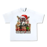 White Merry Christmas Alpine Goat Urban Heavy Tee - LillyAllenDesigns