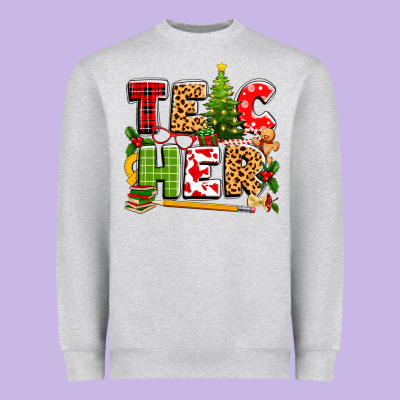 Teacher Christmas Heavyweight Sweatshirt Designed By Texasbilliewilder