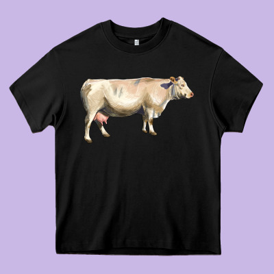 Charolais Cattle Heavy Core Tee Designed By Lillyallendesigns