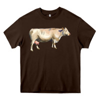 Chocolate Brown charolais cattle Heavy Core Tee - LillyAllenDesigns