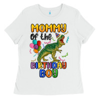 White mommy of the birthday boy Ladies Tee - MaliasSmallBusiness