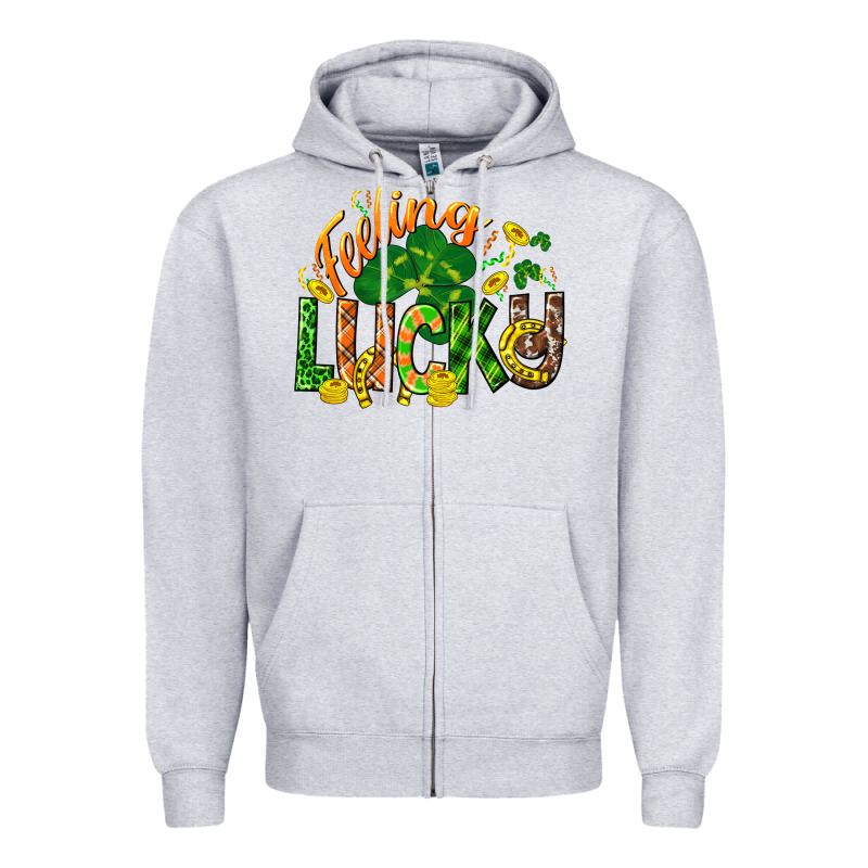 Feeling Lucky St. Patrick's Day Zipper Hoodie by CowGirlArtShop | Teevron
