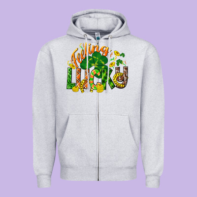 Feeling Lucky St. Patrick's Day Zipper Hoodie Designed By Cowgirlartshop