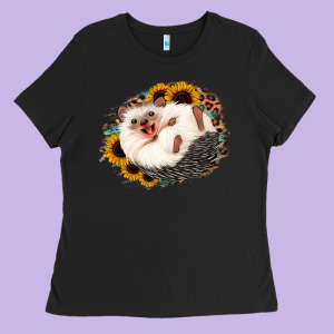 Happy Hedgehog Sunflower Leopard Ladies Tee Designed By Jasminsmagicworld