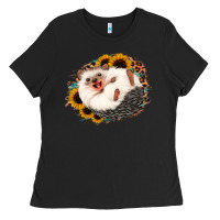 Black happy hedgehog sunflower leopard Ladies Tee - Jasminsmagicworld