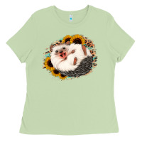 Matcha happy hedgehog sunflower leopard Ladies Tee - Jasminsmagicworld