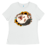 White happy hedgehog sunflower leopard Ladies Tee - Jasminsmagicworld