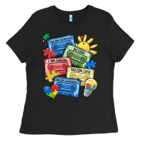 Black autism cassette tapes Ladies Tee - MaliasSmallBusiness