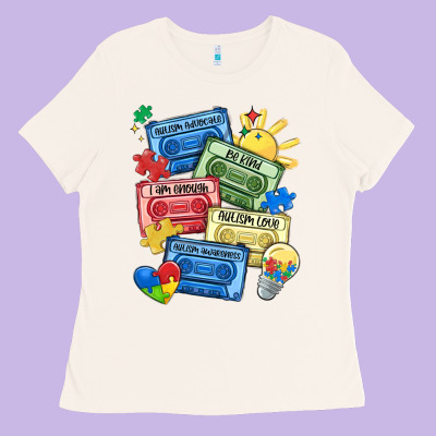 Autism Cassette Tapes Ladies Tee Designed By Maliassmallbusiness
