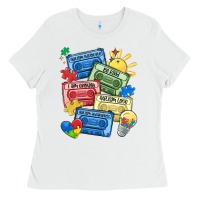 White autism cassette tapes Ladies Tee - MaliasSmallBusiness