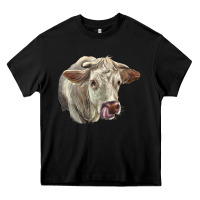Black Charolais Cattle Face Heavy Core Tee - LillyAllenDesigns