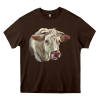 Chocolate Brown Charolais Cattle Face Heavy Core Tee - LillyAllenDesigns