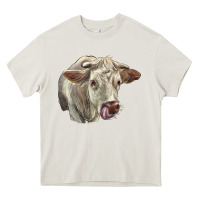 Cream Charolais Cattle Face Heavy Core Tee - LillyAllenDesigns