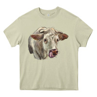 Mossy Charolais Cattle Face Heavy Core Tee - LillyAllenDesigns