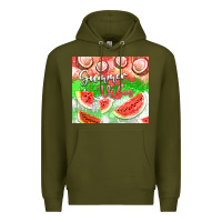 Army Green Watermelon and coconut summer 20oz skinny tumbler Premium Hoodie - FaDigitalArtStudio