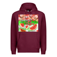Burgundy Watermelon and coconut summer 20oz skinny tumbler Premium Hoodie - FaDigitalArtStudio