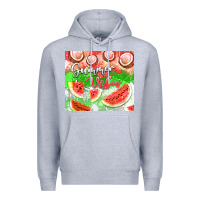 Heather Grey Watermelon and coconut summer 20oz skinny tumbler Premium Hoodie - FaDigitalArtStudio
