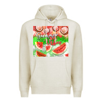 Oatmeal Heather Watermelon and coconut summer 20oz skinny tumbler Premium Hoodie - FaDigitalArtStudio