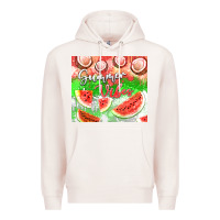 Pale Pink Watermelon and coconut summer 20oz skinny tumbler Premium Hoodie - FaDigitalArtStudio