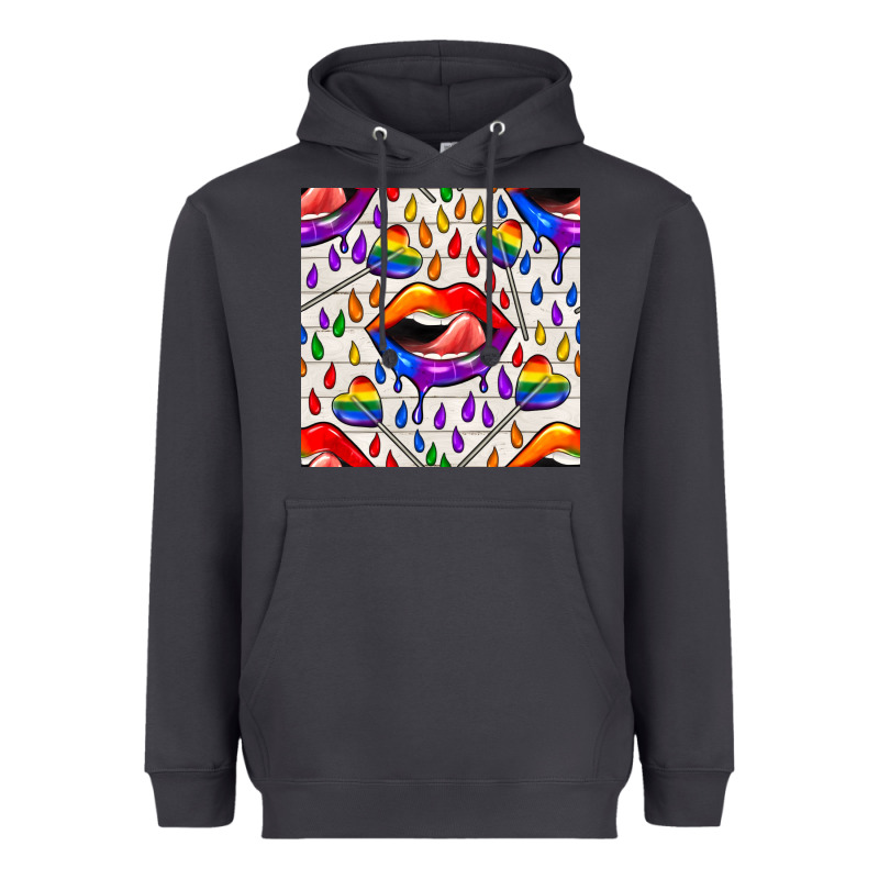 Pride Lgbtq Lips And Heart Lollipop Seamless Patte Heavyweight Hoodie by BundleAndBundleShop | Teevron