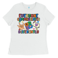 White everyone communicates differently Ladies Tee - MaliasSmallBusiness