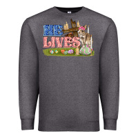 Charcoal Heather he lives easter Premium Sweatshirt - FaDigitalArtStudio