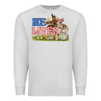 Dove Grey he lives easter Premium Sweatshirt - FaDigitalArtStudio