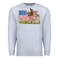 Heather Grey he lives easter Premium Sweatshirt - FaDigitalArtStudio