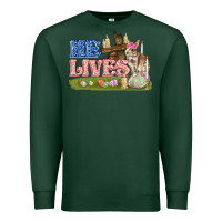 Sports Green he lives easter Premium Sweatshirt - FaDigitalArtStudio