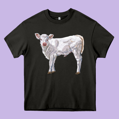 Charolais Calf Heavy Core Tee Designed By Lillyallendesigns