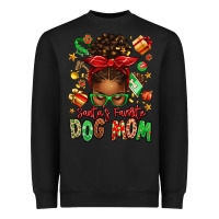 Black santas favorite dog mom afro messy bun Heavyweight Sweatshirt - texasbilliewilder